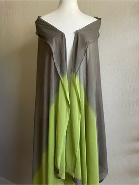 Chartreuse green and gray chiffon large wrap